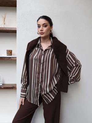 Esra Helvacı Kalın Çizgili Oversize Gömlek