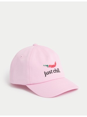 Marks & Spencer Saf Pamuklu Sloganlı Çocuk Şapka (3–13 Yaş)