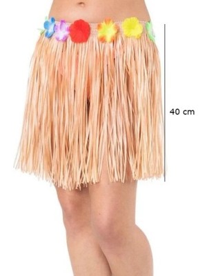 DS LLC Ieg™ Yetişkin ve Çocuk Uyumlu Saman Renk Püsküllü Hawaii Luau Hula Etek 40 DSLLCRS-ETIEG34