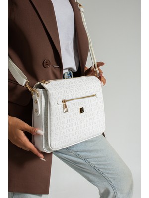 Pratik ve Şık Çok Bölmeli Tasarım - Just Polo Kadın Çantası 2068 Beyaz