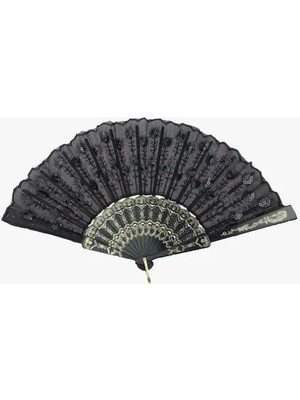 DS LLC Ieg™ Siyah Plastik Pullu Kumaş Yelpaze 12'li DSLLCRS-ETIEG34