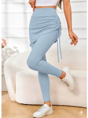 Stelol Kadın Yüksek Bel Yandan Büzgülü Alttan Uzun Kaşkorse Tayt Etek