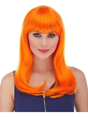 DS LLC Ieg™ Turuncu Renk Uzun Düz Parti Peruğu DSLLCRS-ETIEG34