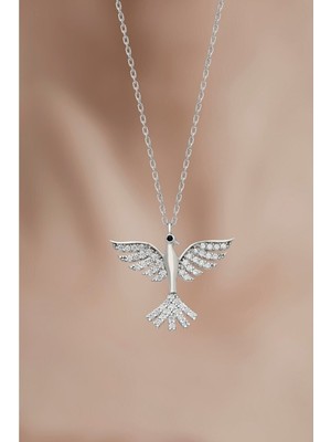 PremiumPort 925 Ayar Gümüş Zirkon Taşlı Anka Kuşu Kolye, Şık ve Zarif Takı