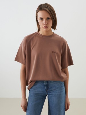 Lc Waikiki Yeni Sezon Modal Karışımlı Nakışlı Oversize Kadın Tişört