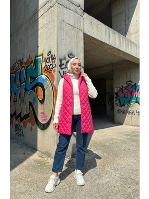 Sefa Merve Çıtçıtlı Kapitone Yelek 71150-04 Fuşya