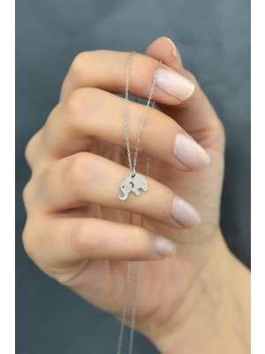 PremiumPort 925 Ayar Rodyum Kaplama Gümüş Fil Kolye, Şık ve Zarif Takı