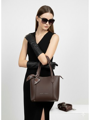 Kahverengi Yeni Sezon Orijinal Just Polo Modern Kadın Omuz El Çantası 7026 24X20 cm