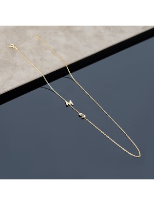 PremiumPort Iki Harfli Zarif Gümüş Zincir Kolye Kadınlar Için Şık Takı