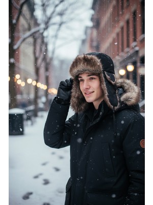 Bite Nose Kostan Aksesuar Kürk Detaylı Pilot Şapka – Soğuk Havalara Uygun, Kulaklıklı, Şık ve Sıcak Tutan Unisex Kışlık Aviator Şapka