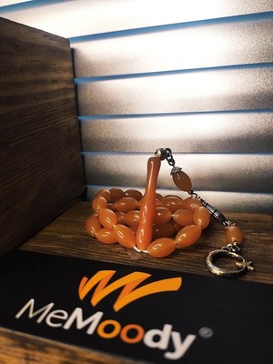 Alpaka Püsküllü Sarı Turuncu Termal Sıcaklık ile Renk Değiştiren Toz Kehribar Erkek Tesbih