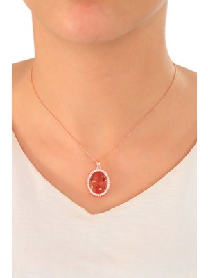 PremiumPort Elips Tasarımlı Gümüş Kolye, Zultanit Taşlı, Şık ve Zarif Takı