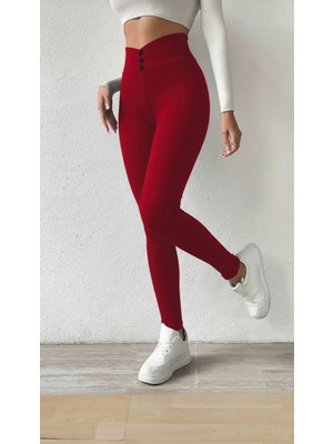 Stelol Kadın Yüksek Bel Önden Düğmeli Dalgıç Tayt