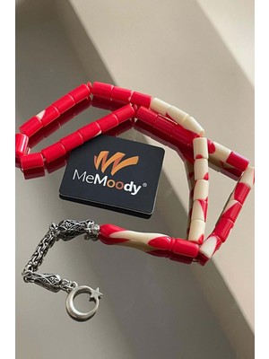 Alpaka Püsküllü Kapsül Kesim Kırmızı/beyaz Toz Kehribah Erkek Tesbih