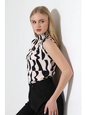 Lubiti Kolsuz Balıkçı Yaka Desenli Süprem Bluz