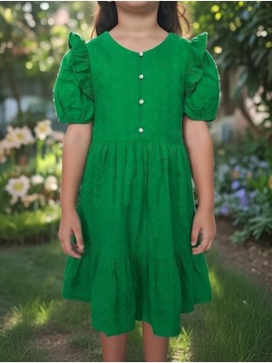 Öykü Kids Pamuk Fisto Kumaş Uzun Çocuk Elbise