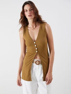 Lc Waikiki Yeni Sezon V Yaka Dokulu Kadın Yelek