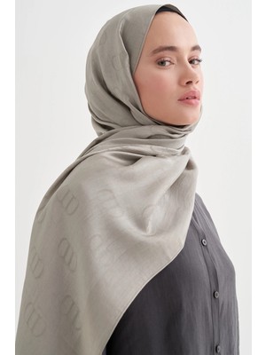 Gri Carell Monogram Desen Liora Pamuk Şal