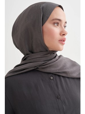 Antrasit Carell Monogram Desen Liora Pamuk Şal