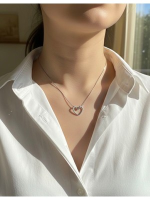 Nurora Gümüş Kalp Düğüm Çelik Kolye