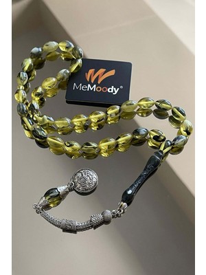 Alpaka Püsküllü Sarı/mercan/yeşil Sürmeli Sıkma Toz Kehribar Erkek Tesbih