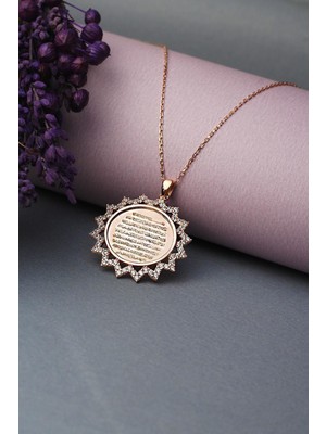 PremiumPort Zirkon Taşlı 925 Ayar Gümüş Dualı Ayetel Kürsi Kolye