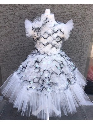 Lunas Tekstil Tokalı Pullu Tüylü Elbıse