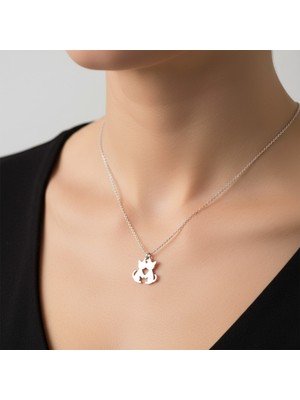 PremiumPort 925 Ayar Gümüş Kedi Figürlü Zarif Kolye, Şık ve Özel Tasarım