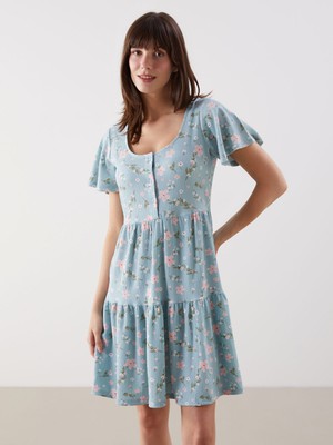 Lc Waikiki Yeni Sezon U Yaka Çiçekli Mini Elbise