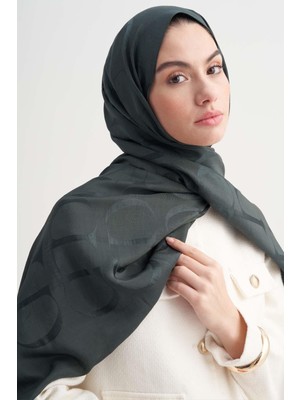 Orman Yeşili Carell Monogram Desen Rina Floş Jakar Şal