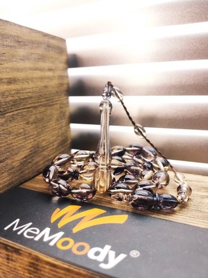 Sistem Püsküllü Koyu Hareli Sıkma Toz Kehribar Erkek Tesbih