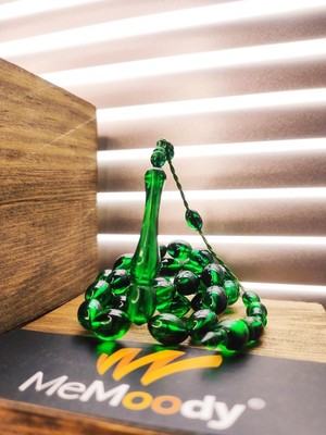 Sistem Püsküllü Yeşil Süzme Hareli Sıkma Toz Kehribar Erkek Tesbih