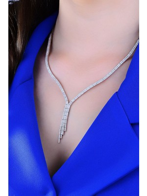 PremiumPort 925 Ayar Gümüş Iki Sıra Püsküllü Şık Gün Kolyesi