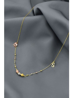 PremiumPort 925 Ayar Gümüş Çok Renk Dorika Toplu M ve S Harf Kolye