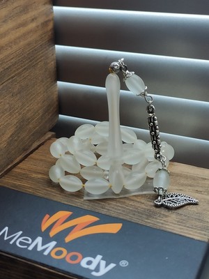 Alpaka Püsküllü Kedi Gözü Mavi Fosfor Toz Kehribar Erkek Tesbih