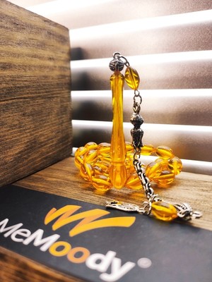 Alpaka Püsküllü Zar Sıkma Toz Kehribar Erkek Tesbih