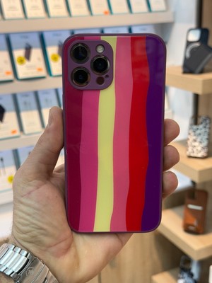 Aplus Iphone 12 Pro Max 6 Renkli Gökkuşağı Desenli Lens Korumalı Şık Tasarımlı Kılıf