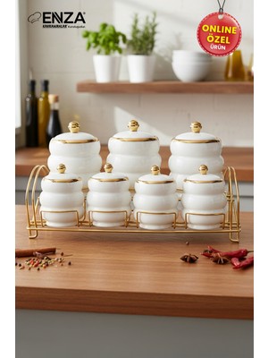 Enza Bulut Standlı Porselen Baharat Takımı 15 Parça