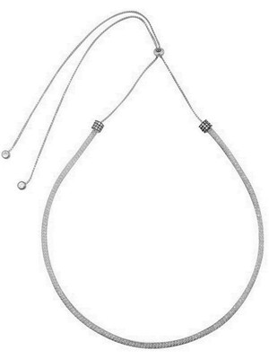 PremiumPort Parlak Gümüş Rodyumlu Zirkon Taşlı File Örgülü Asansörlü Kolye