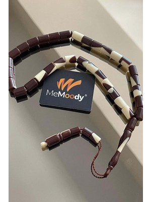 Alpaka Püsküllü Kapsül Kesim Kahve/beyaz Toz Kehribah Erkek Tesbih