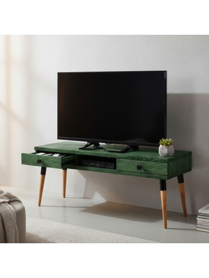 Mobenta Masif Ahşap Tv Ünitesi 150 cm – Iskandinav Stil, Doğal, 2 Çekmeceli ve 1 Raflı | Modest TV-150 Ye