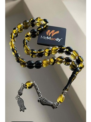 Alpaka Püsküllü Ateş/mercan Sürmeli Sıkma Toz Kehribar Erkek Tesbih