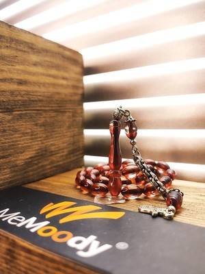 Alpaka Püsküllü Mercan Sürmeli Sıkma Toz Kehribar Erkek Tesbih