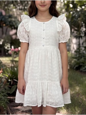 Öykü Kids Pamuk Fisto Kumaş Uzun Çocuk Elbise