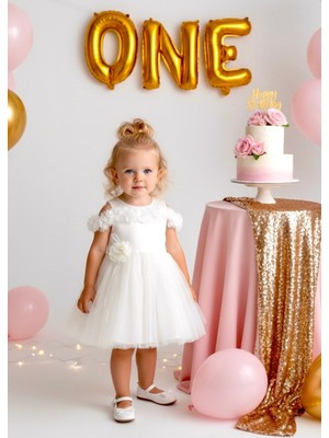 Kız Çocuk Omzu Çiçekli Elbise