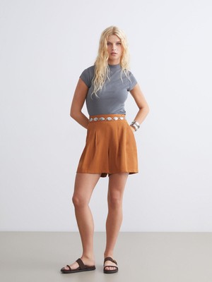 Lc Waikiki Yeni Sezon Beli Lastikli Kadın Pileli Şort