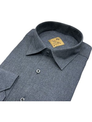 Eren Style Klasik %100 Cotton Uzun Kollu Yakası Gizli Düğmeli Kışlık Flanel Gömlek (Regular Kalıp)