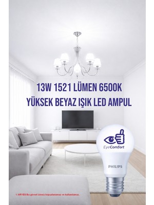 Philips Yüksek Beyaz Işık LED Ampul 13W | 1521 Lümen | Eyecomfort | E27