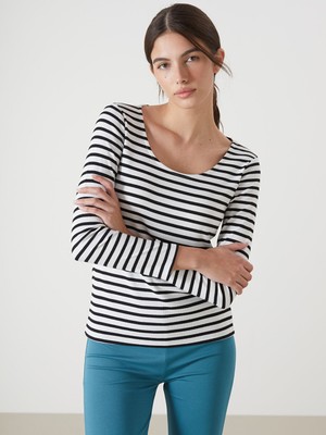 Lc Waikiki Yeni Sezon U Yaka Çizgili Kadın Body