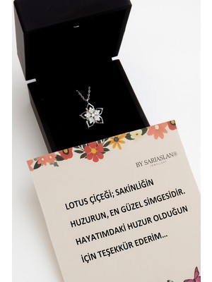 PremiumPort Işıklı Lotus Çiçeği Rodyumlu Beyaz Altın Kolye